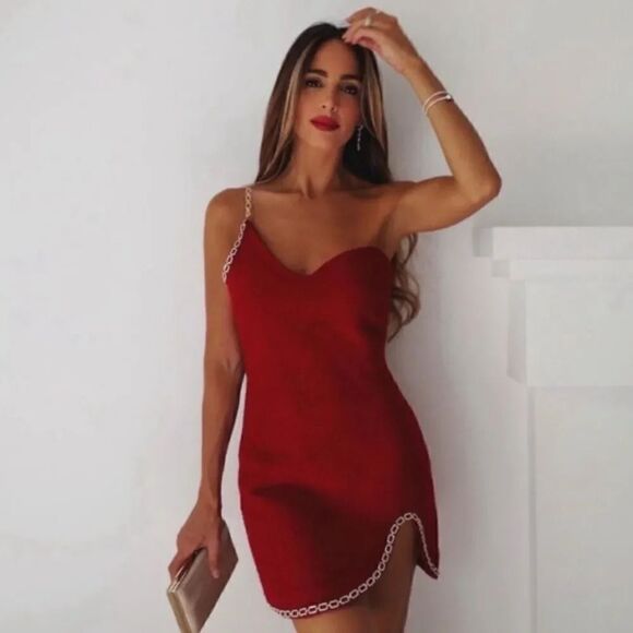 ZARA CHAIN TRIM ASYMMETRIC DRESS - Picture 11 of 16